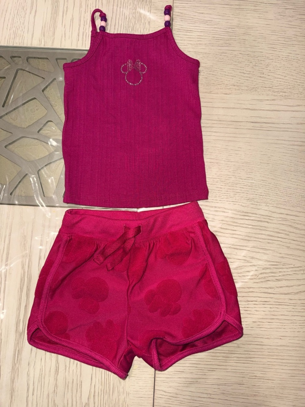 Disney Girls Bright Purple Ribbed Tank & Shorts Set